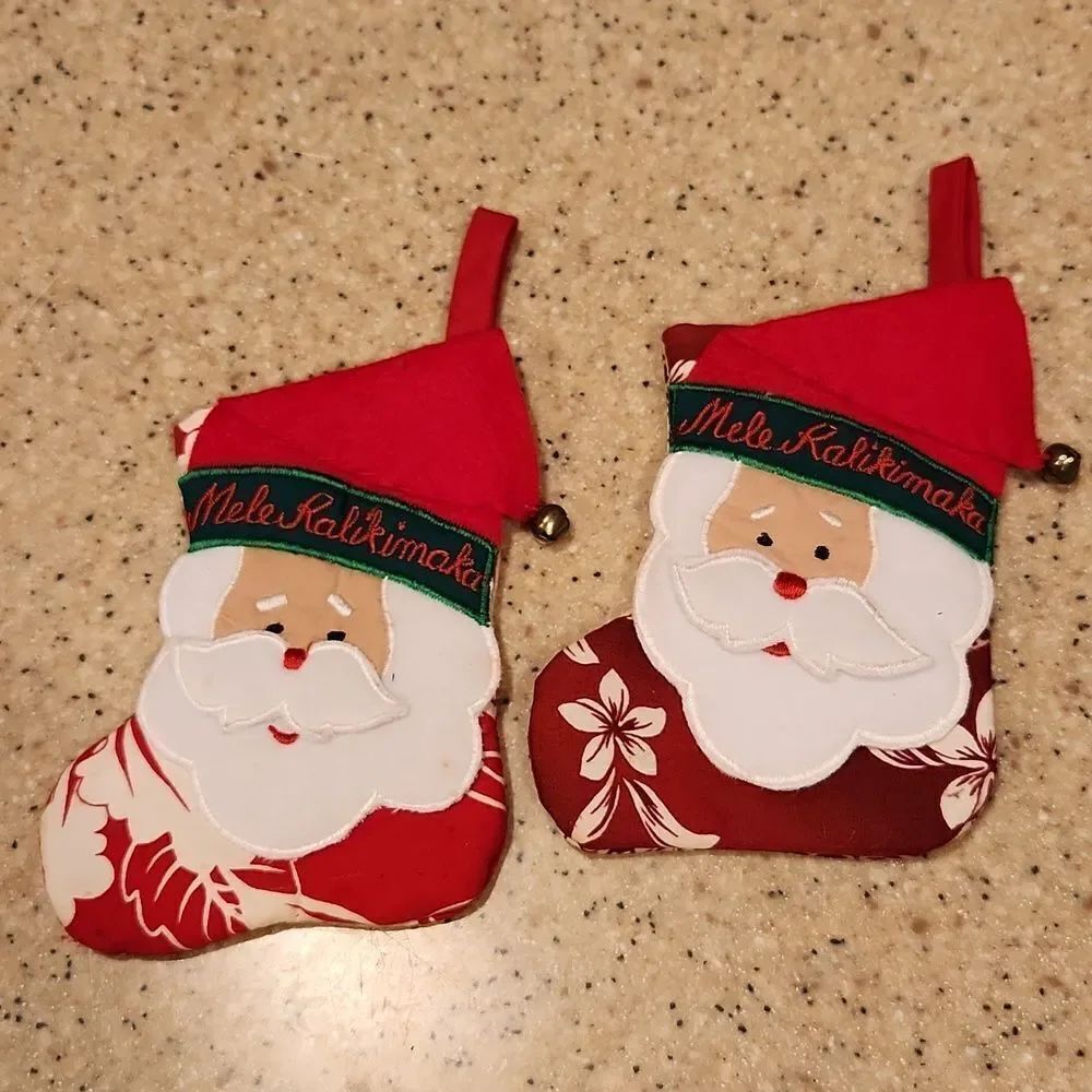 Santa Christmas Mele Kalikimaka Hawaii Stocking Ornament